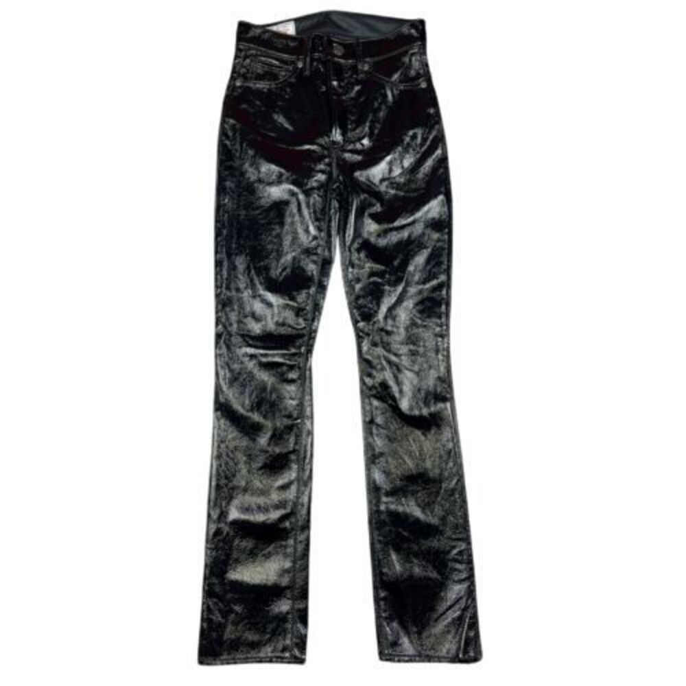 GAP Jeans Womens 24 High Rise Vintage Slim Black‎ Faux Leather Coated Pants
